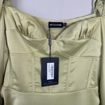 Pretty Little Thing NWT  Puff Sleeve Corset Bodycon Mini Dress Womens 6 Olive Green Photo 6