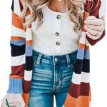 Ecowish striped oversized open front cardigan Photo 0