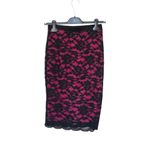 Nicole Miller Nicole by Black and Pink Lace Pencil Skirt Photo 1