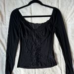 Black Long Sleeve Lace Mesh Top Photo 1