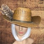 Stylish straw and Orange Feathered cowgirl/boy unisex Hat Photo 4