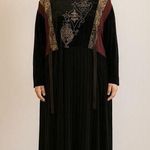 Vintage AHNI Velvet Tapestry Embroidered Maxi Dress ART TO WEAR Plus Size 2 NEW Black Photo 0