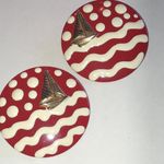Vintage Red and White Polka Dot Nautical Sailboat Earrings Photo 3
