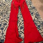 Edikted  Engine Lace Up Cutout Flared Jeans Cherry Red Western Small Photo 7
