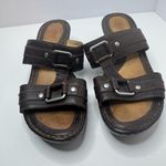 Born Shoes Born 'Kimi'Brown Leather Wedge Sandals Size 8M  Photo 0