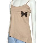 Vintage Y2K Asymmetrical Butterfly Going Out Top Fairycore Tan S/M Festival Tank Size M Photo 1