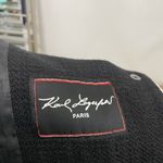 Karl Lagerfeld Baseball Collar Tweed Jacket Mixed Media Pockets Black size XL Photo 10