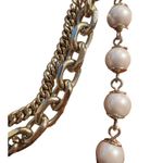 Ann Taylor  Long Multi Strand Necklace Faux Pearls Gold Tone Chain Link 29" Photo 1