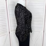 Vintage 80s R&K Evening Floral Glittered Velvet Jacket Black Gold 14 Photo 2