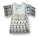 Parker Beth Eyelet Shift Dress Embroidered Mini Black White Size Small Scalloped Photo 8