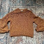 Madewell Pointelle Bubble-Sleeve Pullover Sweater Rust Brown Terra Cotta Medium Photo 5