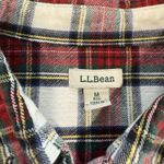 LL Bean Womens Red White Scotch Plaid Flannel Button Up Shirt Size MEDIUM Photo 8