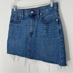 Madewell  Rigid Denim A Line Mini Skirt in Leandra Wash Size 29 Raw Frayed Photo 1