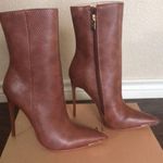 Simmi London  Aysha Brown Orange Faux Snake Print Stiletto Ankle Boots Photo 3