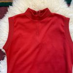 Vintage 70s burnt orange mock turtleneck knit tank. Size M Photo 4