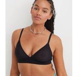 Aerie SMOOTHEZ Mesh Bralette True Black Size Small Photo 2