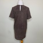 Chloe K  Brown Suede Mini Shift Dress Pockets Small Photo 1