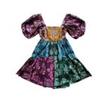 Farm Rio Sweet Mermaids Bandana Paisley Patchwork Puff Sleeve Mini Dress XS Photo 2