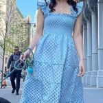 NWT Hill House Ellie Nap in Blue White Brocade Snowflake Smocked Midi Dress XL Photo 6