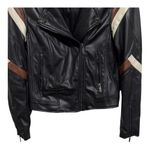 Esqualo Faux Leather Black Brown Motto Jacket Size 6 Grunge Biker Edgy Photo 2