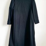 Vintage Black Double Breasted Long Wool Coat Pleated Puff Shoulder sz 8 Petite Photo 14