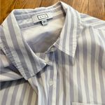 AYR  the deep end lilac stripe button down blouse shirt size XL Photo 1