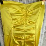 Cache Caché Yellow Satin Strapless Ruched Bodycon Cocktail Dress Photo 10