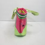 Tianni Beachy Handbag Pink Green Tote Bag Palm Trees Dog Girl On Bike Zip Top Photo 2