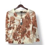 Talbots  Petites Women Cardigan Sweater PS Floral Linen Blend Button‎ Front NWT Photo 1