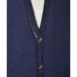 Vintage Koret Ladies L Blue Wool Blend Cardigan Vest Sweater Embroidered Floral Size L Photo 4