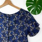 AQUA Floral Print Structured Tulip-Sleeve Blouse - M Photo 5