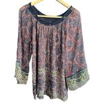 Plenty By Tracy Reese | Boho Flowy Knit Collar Wide Sleeve Blouse | Small Photo 0