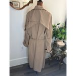 Longline Trench Coat Belted Button Front Overcoat Outerwear Neutral Beige Tan Size XL Photo 2