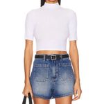Enza Costa Silk Rib Cropped Half Sleeve Mock Neck Top in White Small New womens Photo 8
