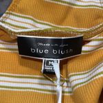 Blue Blush  honey stripe knit bodysuit size medium adjustable strap deep v neck Photo 7