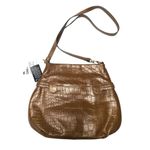 B Makowsky Waverly Women's Croc Embossed Leather Cappuccino Shoulder Crossbody Photo 2