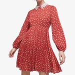 Maje NWT Rouges Raina Horse-Print Jacquard Dress with Guipure Collar Size US 4 Photo 0