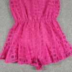 She & Sky Romper Womens L Bright Pink Windowpane Sleeveless V-Neck Lined New Photo 6