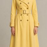 Worth Yellow Long Sleeve Trench Coat Size Small Photo 0