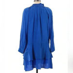 Rebecca Taylor  Blue 100% Silk  Drop Waist Ruffle Boho Chic Dress Size 2 XS Photo 1