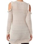 LC Lauren Conrad Women Ruffle Sheer Knit Tunic Sweater Dress Cold Shoulder Small Photo 1