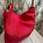 Bold Pink Large Durable Nylon Hobo Tote Bag Single Strap Everyday Multi Pockets Photo 13