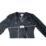 Laundry by Shelli Segal Laundry by Shelli Segal Blazer Jacket 8 Black Silver Zipper Accents Edgy Moto Photo 3