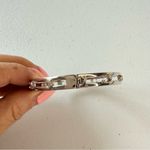 Coach  signature Hinged Silver color Bangle Bracelet with cubic zirconia Photo 3