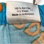 Vintage Island Planet Wrap Skirt Column Blue Yellow Tropical Palm Floral Detail Size M Photo 7