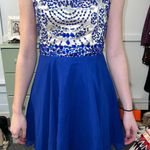 Beaded Short Formal Or Prom Dress Blue Size 4 Photo 0