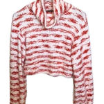 NWT Jolie Cropped Cowl Neck Sweater White and Burnt Orange Small Photo 0