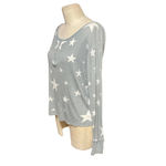 Wildfox Star Print Thermal Henley Long Sleeve Top Gray Size XS Photo 3