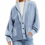 Free People  Blue‎ Larkspur Jordan Small Oversized Jacket Photo 0