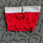 We The Free Womens Red Bandeau Tube Top Size XS Smocked Ruffle Hem Stripe Photo 1